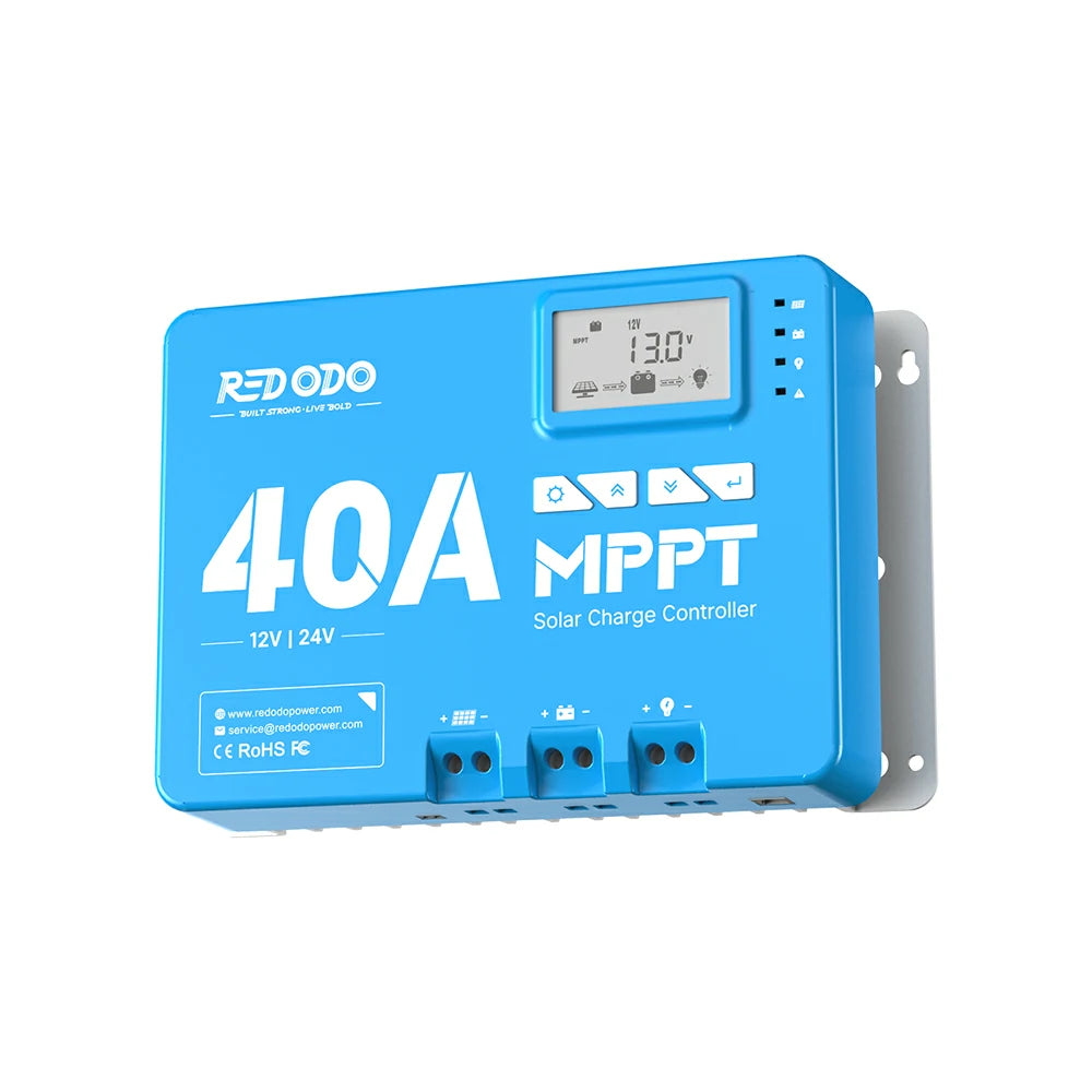Carga Solar Controlador Redodo 40A MPPT | 12V/24V | Bluetooth | Pantalla LCD Battery Monitor