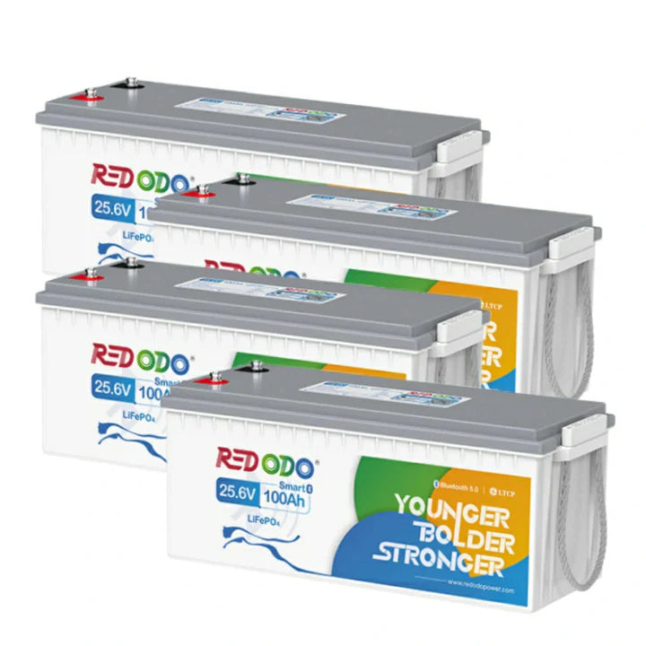 Redodo Batería de Litio 24V 100Ah con Bluetooth LiFePO4 - 4PACK