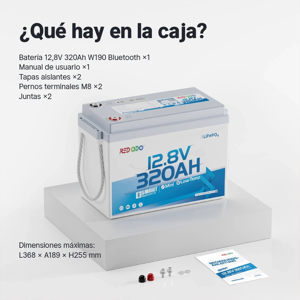 Redodo Batería de Litio 12V 320Ah W190 con Bluetooth de Lista de Artículos