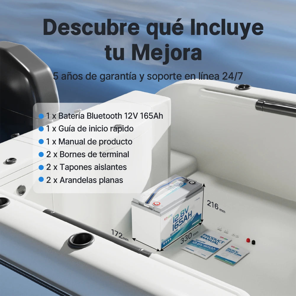 Redodo Batería Marina LiFePO4 de Doble Propósito 12V 165Ah | 1200 CCA - Arranque & Curricán & Electrónica