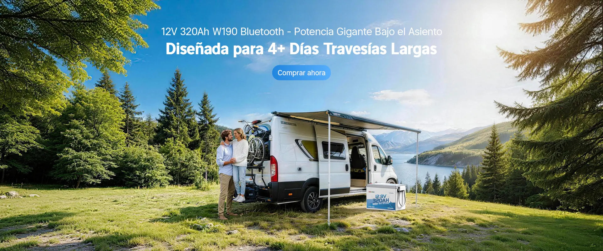 Redodo Batería de Litio LiFePO4 12V 320Ah W190 Bluetooth diseñada para más de cuatro días travesías largas
