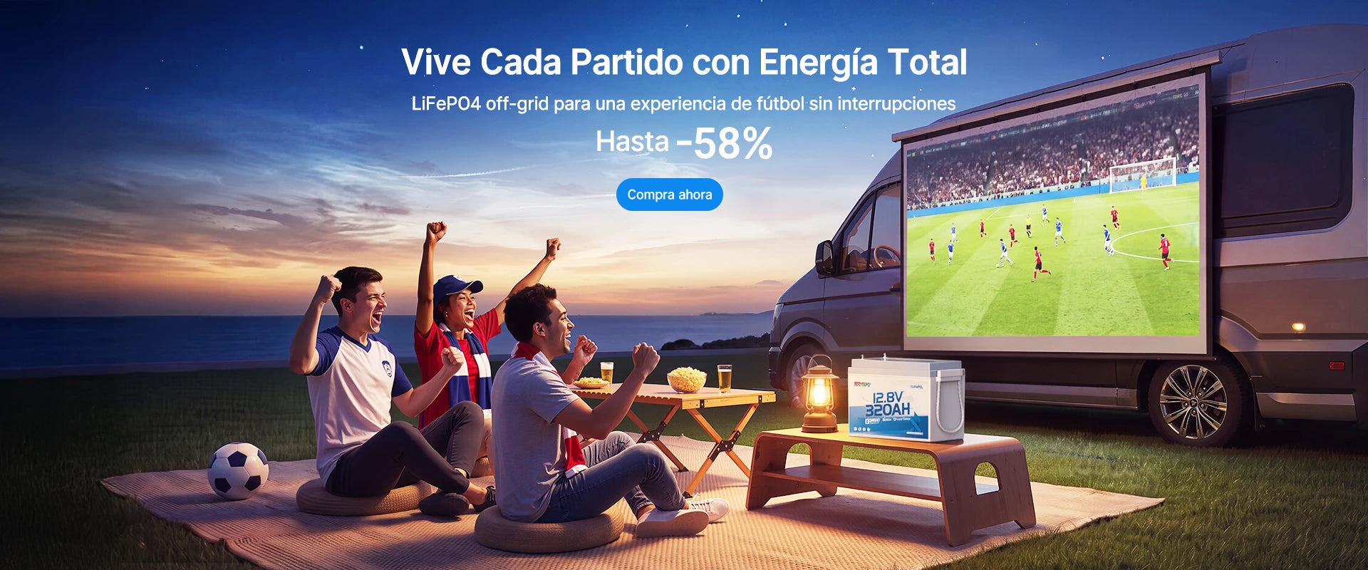 Redodo batería LiFePO4 para autocaravanas y camping con hasta un 58 % de descuento durante la noche de fútbol