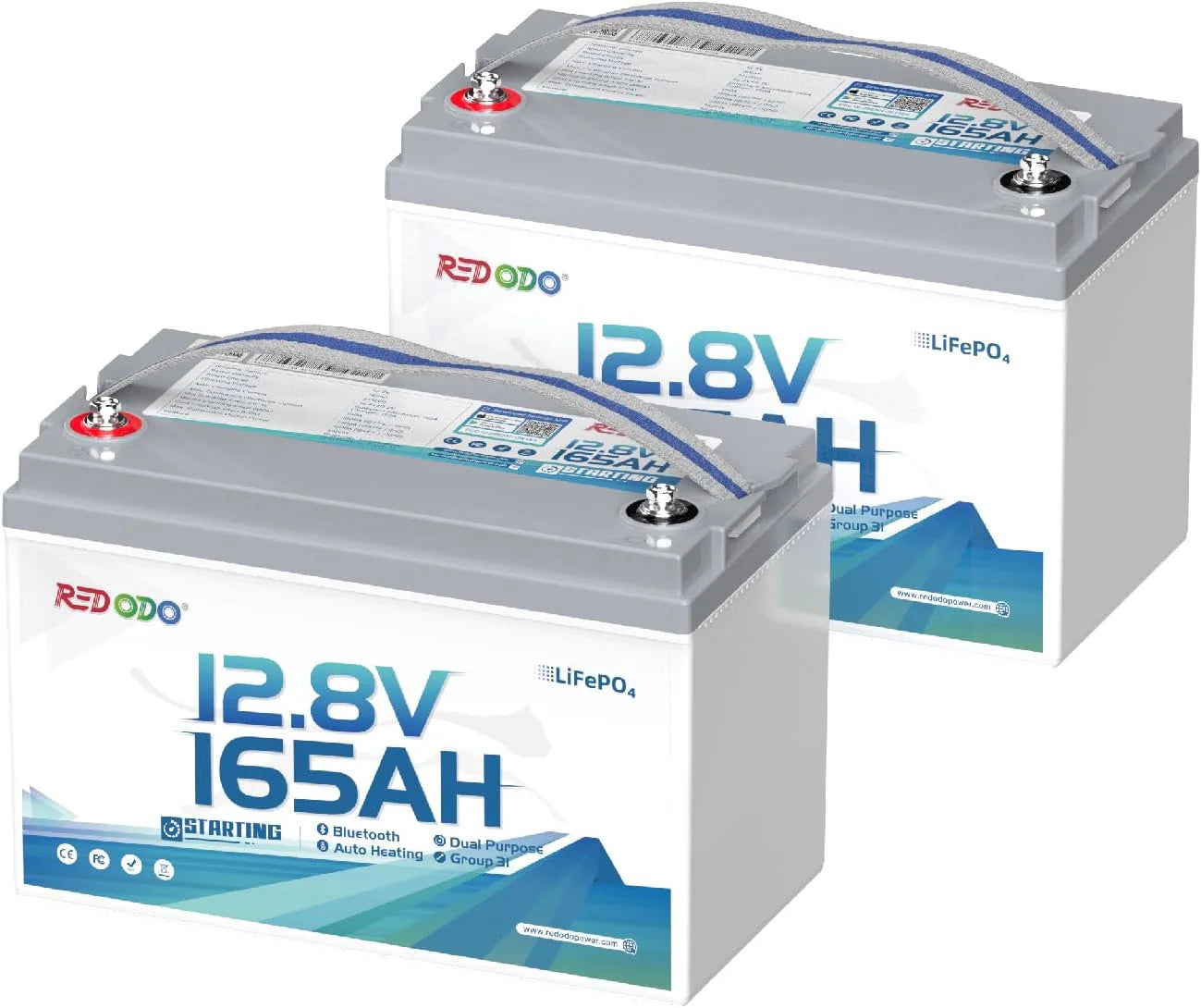 Redodo Batería Marina LiFePO4 de Doble Propósito 12V 165Ah | 1200 CCA - Arranque & Curricán & Electrónica
