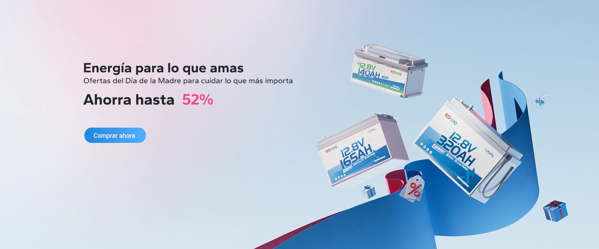 Promo del Día de la Madre 2026 de batería de litio Redodo con ofertas especiales